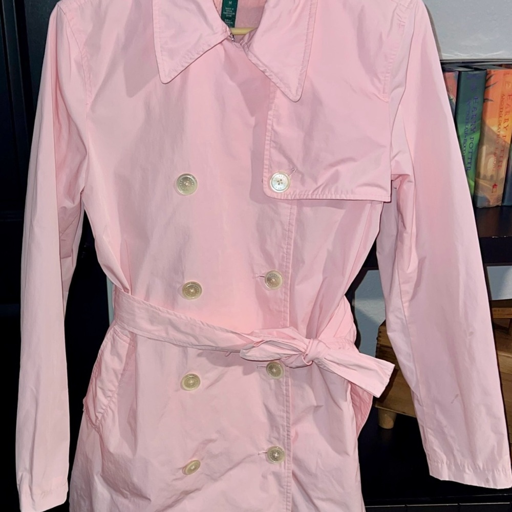 LAUREN Ralph Lauren Cherie Pink Db. Breasted Trench Coat Size Medum